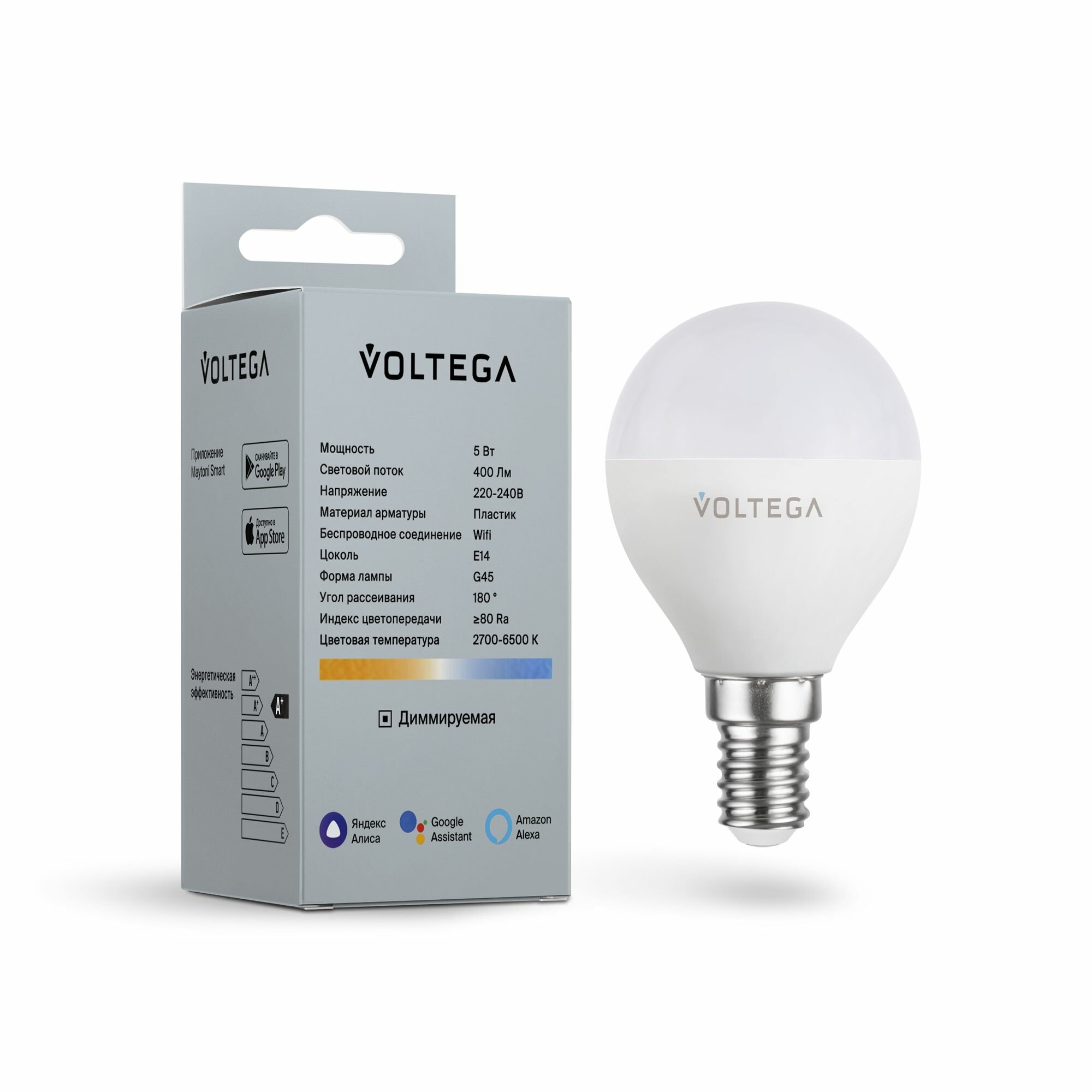 Светодиодная лампа Wi-Fi Globe E14 5W 2700K-6500K MIX DIM (2428)