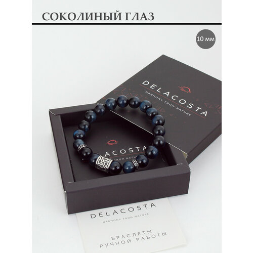 Браслет DELACOSTA, соколиный глаз, размер 21 см, синий/черный