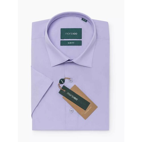 фото Рубашка mondigo приталенная slim fit с коротким рукавом, размер xl - 170-182, лавандовый