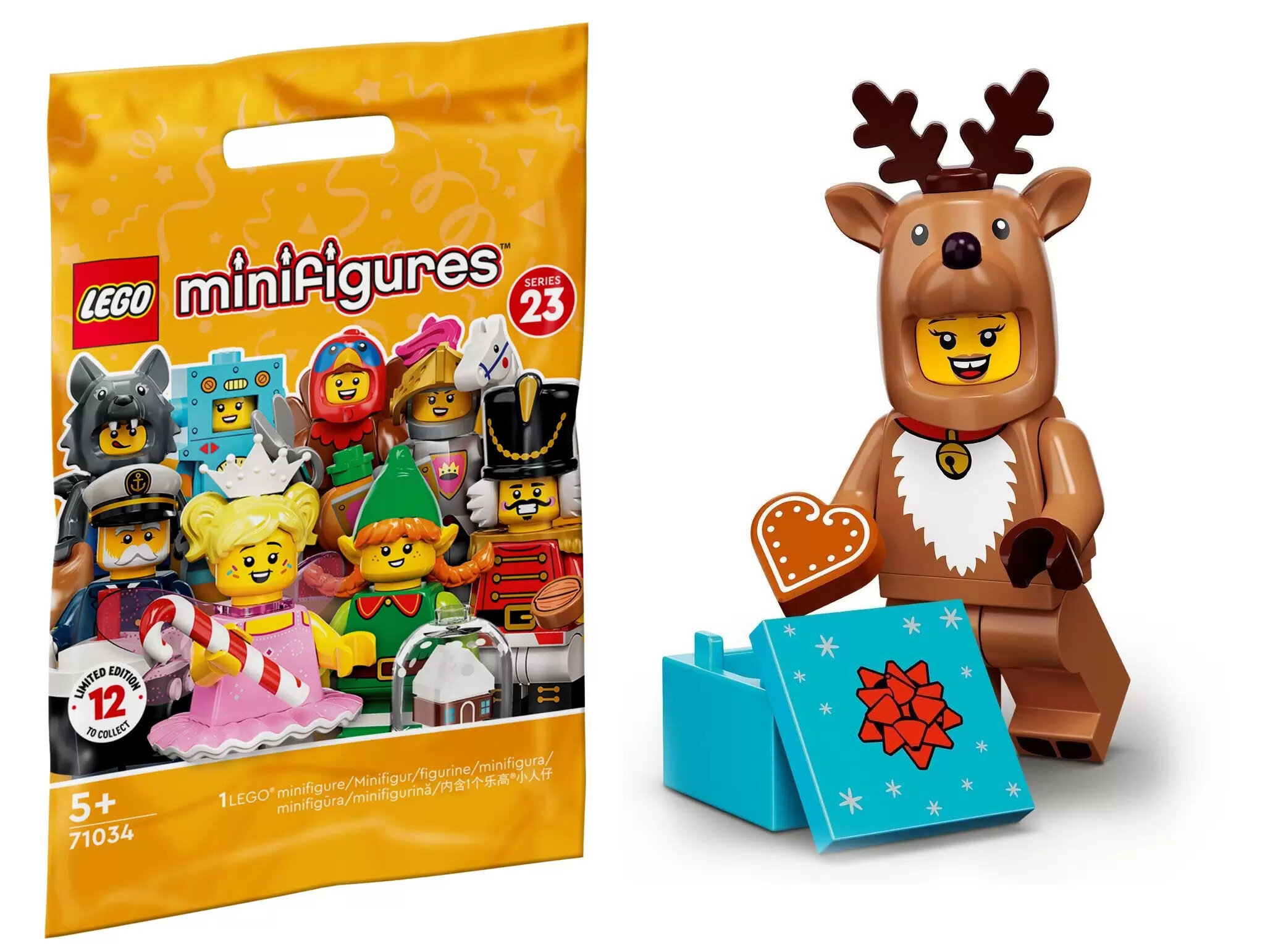 Минифигурка Лего 71034-4 : серия COLLECTABLE MINIFIGURES Lego 23 series ; Reindeer Costume (Девочка в костюме оленя)