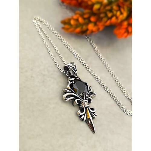 Подвеска, стекло, черный, серебристый