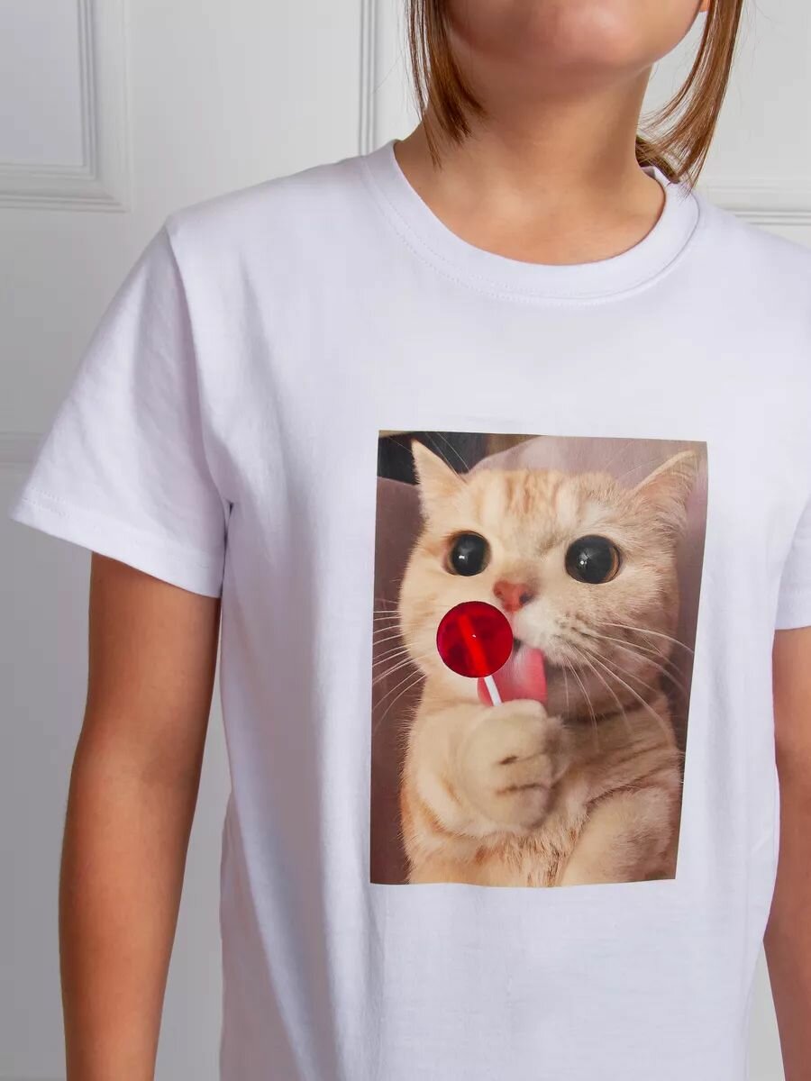 Футболка , размер 140, белый — фото 1