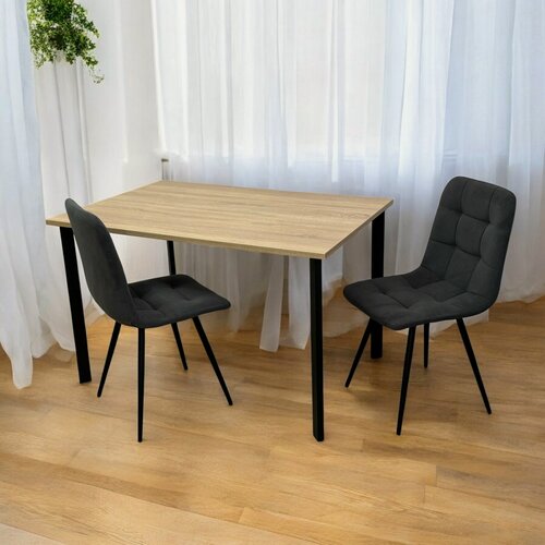 Изображение товара Стол обеденный/ цвет столешницы Дуб Сонома, 130*80 см. Ножки черные.