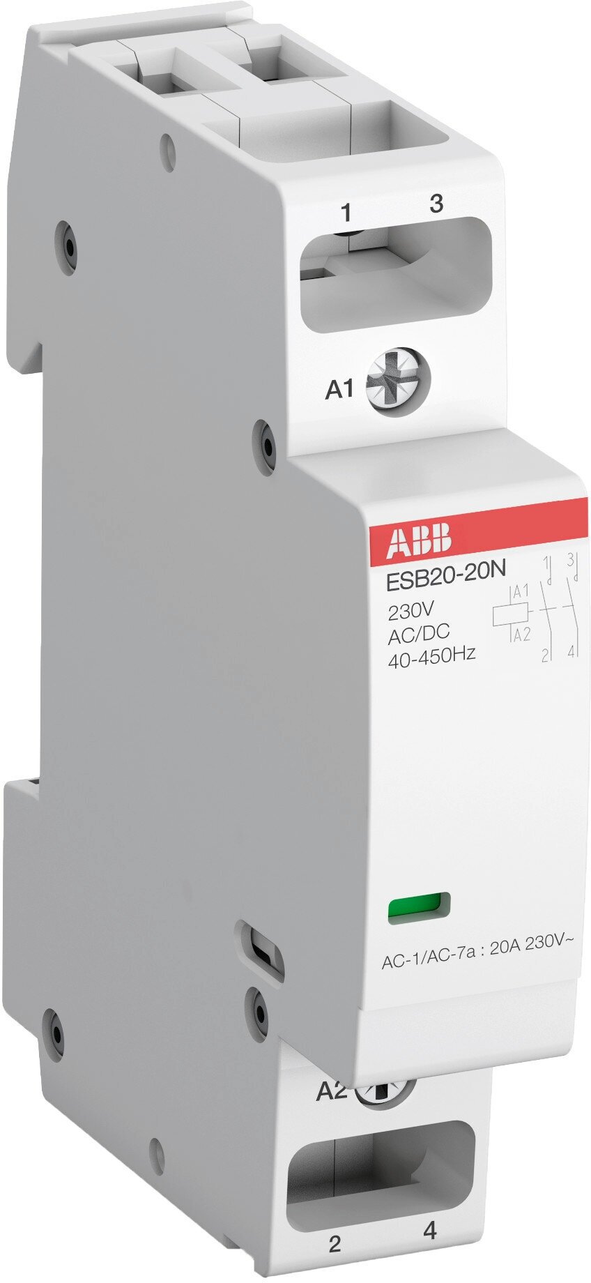 ESB20-02N-01 Контактор ESB20-02N-01 модульный (20А АС-1, 2НЗ), катушка 24В AC/DC