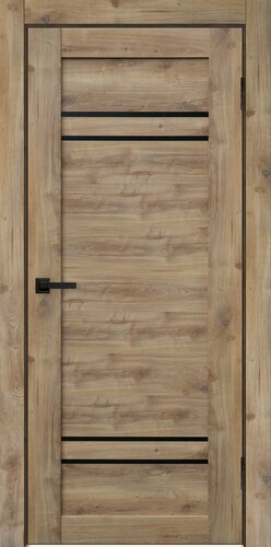 Изображение товара Дверь межкомнатная комплект с коробкой и наличниками Сигма 28.4 со стеклом, дуб болтон, 600х2000мм