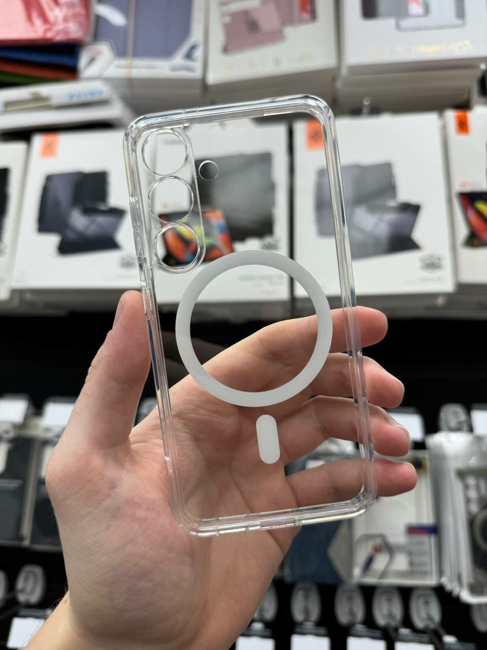 Чехол для Samsung Galaxy S25 прозрачный с MagSafe Spigen усиленный