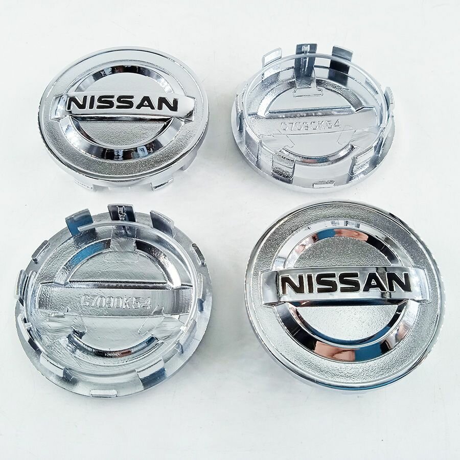 Колпачок (заглушка) на литой диск NISSAN 54mm 4 шт. серебристый