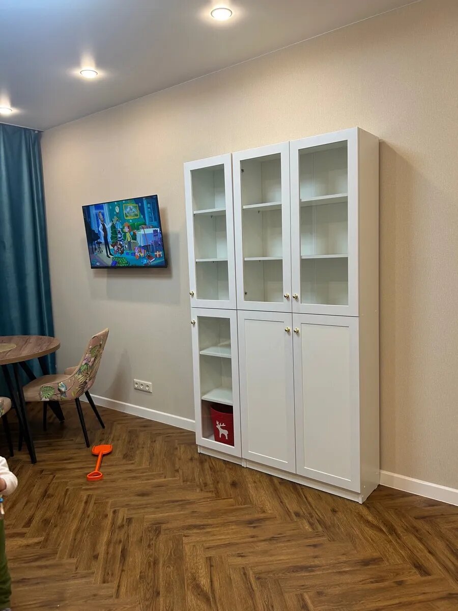 Шкаф книжный стеллаж Билли 77 Белый 120*30*202 см, ЛДСП с рамкой МДФ — фото 1