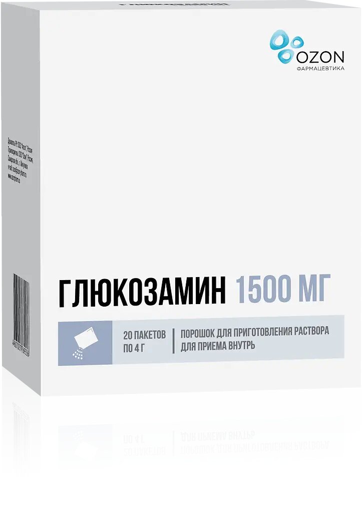 Глюкозамин порошок д/приг раствора для приема внутрь 1500 мг пак 20 шт