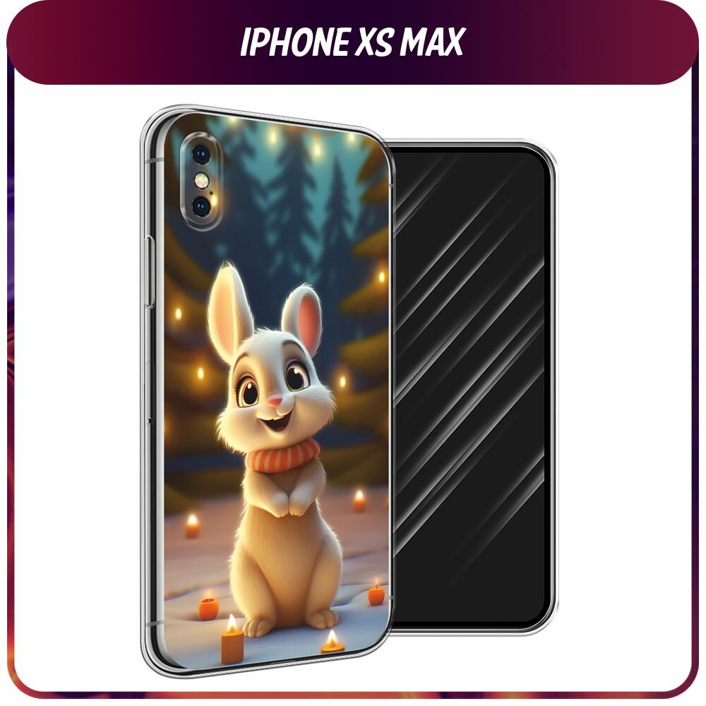 Чехол на Apple iPhone XS Max / Айфон XS Max с принтом "Кролик среди свечей"