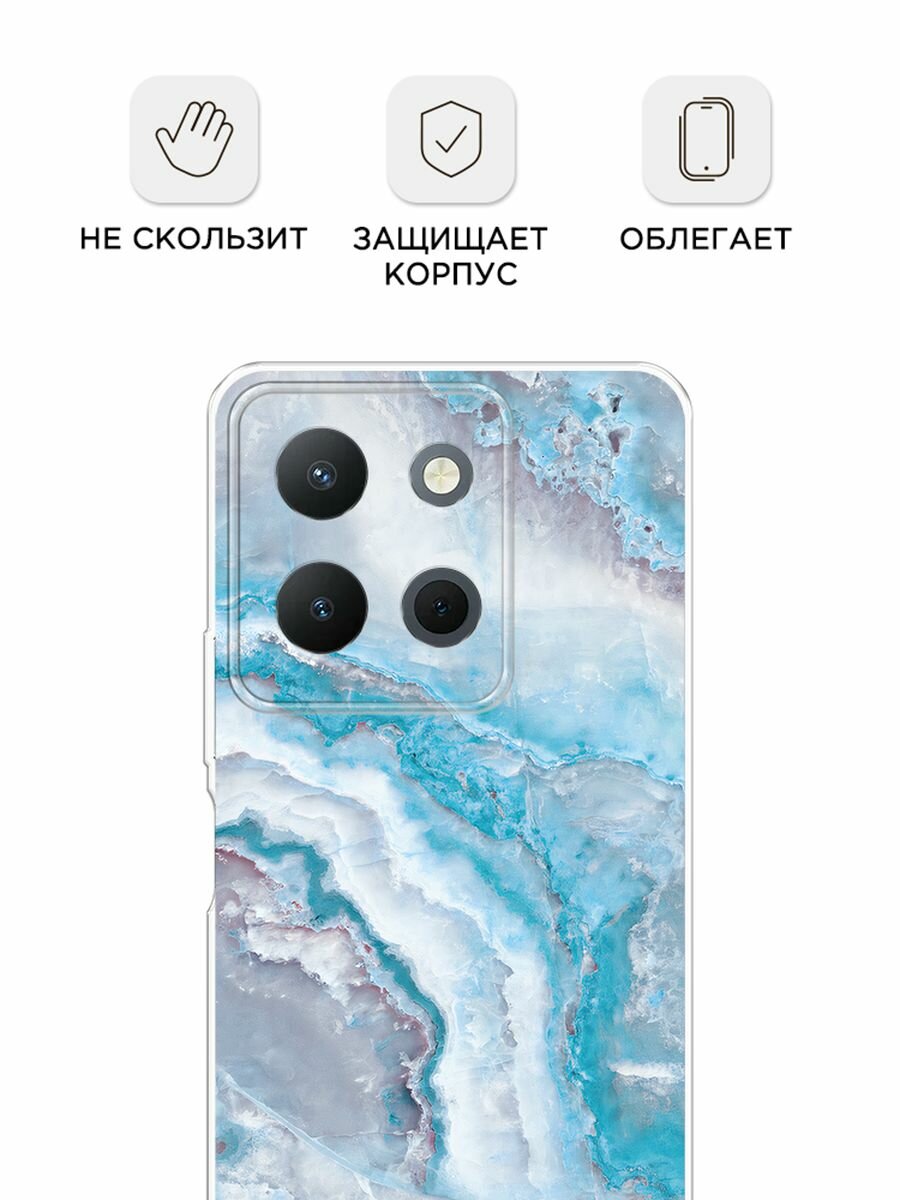Чехол на Vivo Y36 4G / Виво Y36 4G с принтом "Нежно-голубой мрамор" — фото 1