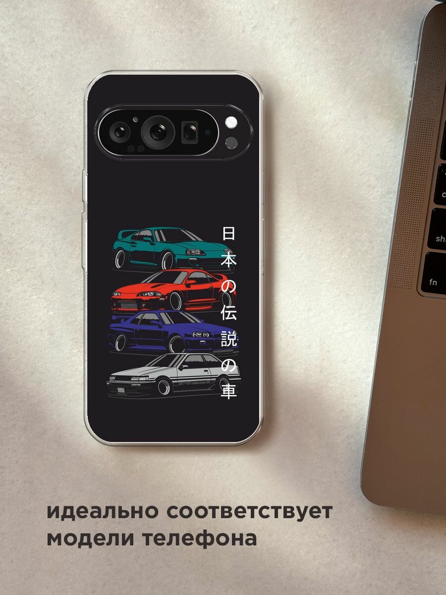 Чехол на Google Pixel 9 Pro / Гугл Пиксель 9 Про с принтом "JDM Legend cars" — фото 1