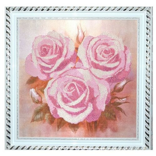 Рисунок на ткани «Конёк» 9515 Розовые розы (круговая техника), 40х40 см