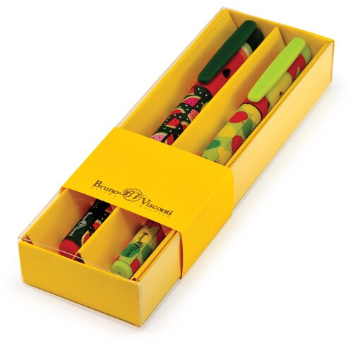 фото Набор из 2-х ручек bruno visconti, шариковые, 0.5 мм, синие, funwrite «арбузы / яблоки», арт. 20-0212/0221