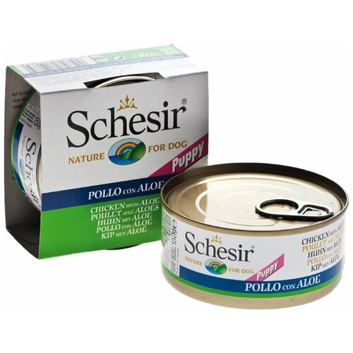 Консервы для щенков Schesir с цыпленком и алое 150 г.