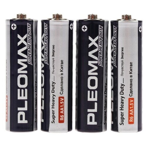 Батарейка солевая Pleomax Super Heavy Duty, AA, R6-4S, 1.5В, спайка, 4 шт. батарейка camelion plus alkaline aa r6 lr6 fr6 hr6 zr6 в упаковке 6 шт