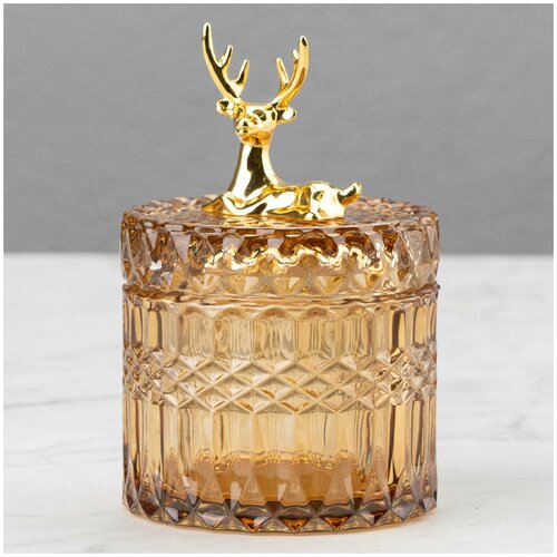 Ёмкость для хранения Glass Jar With Deer Figure Ochre