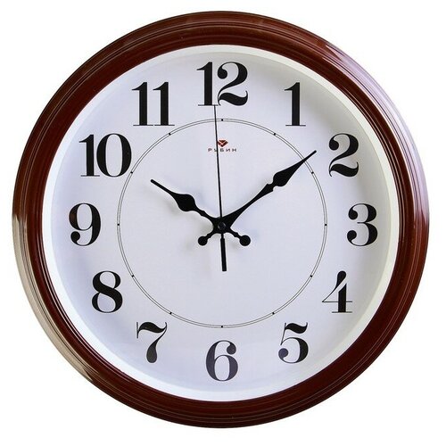 фото Часы настенные круглые "классика", 35 см коричневые рубин 2362208