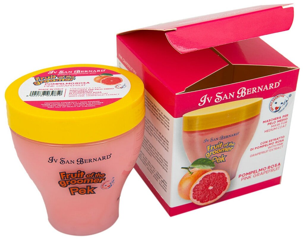 Маска Iv San Bernard Fruit of the Groomer Pink Grapefruit восстанавливающая для шерсти средней длины с витаминами 1 л - фотография № 9