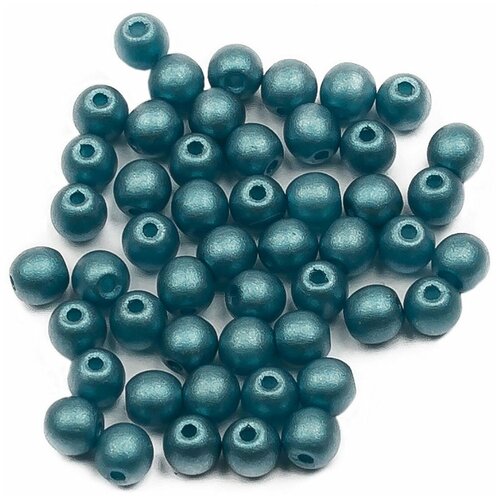 Стеклянные чешские бусины, круглые, Round Beads, 3 мм, цвет Alabaster Metallic Blue Turquoise, 50 шт.