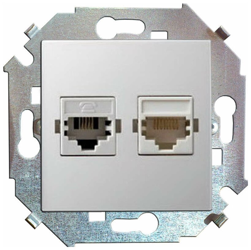 1591593-030 Розетка компьютерная 2-м СП Simon15 RJ45 кат.5E Systimax механизм бел. Simon