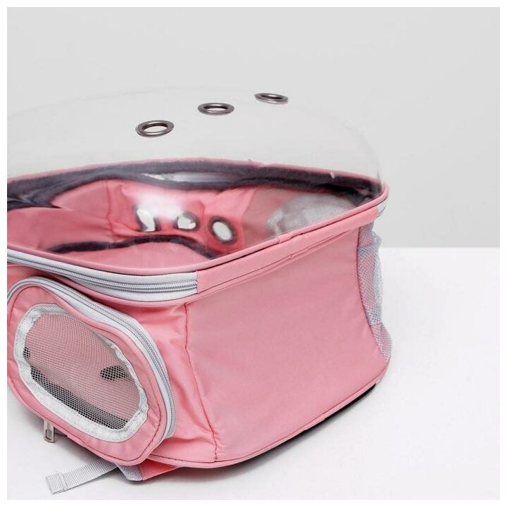 Пижон Рюкзак для переноски животных прозрачный, 31 х 28 х 42 см, розовый - фотография № 10