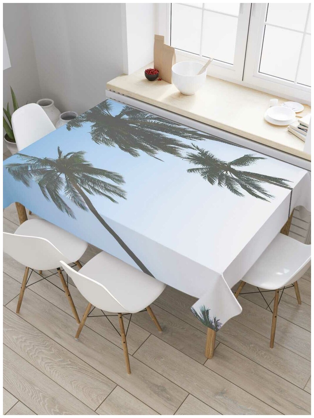 Скатерть прямоугольная JoyArty на кухонный стол "Темные пальмы" из оксфорда, 120x145 см