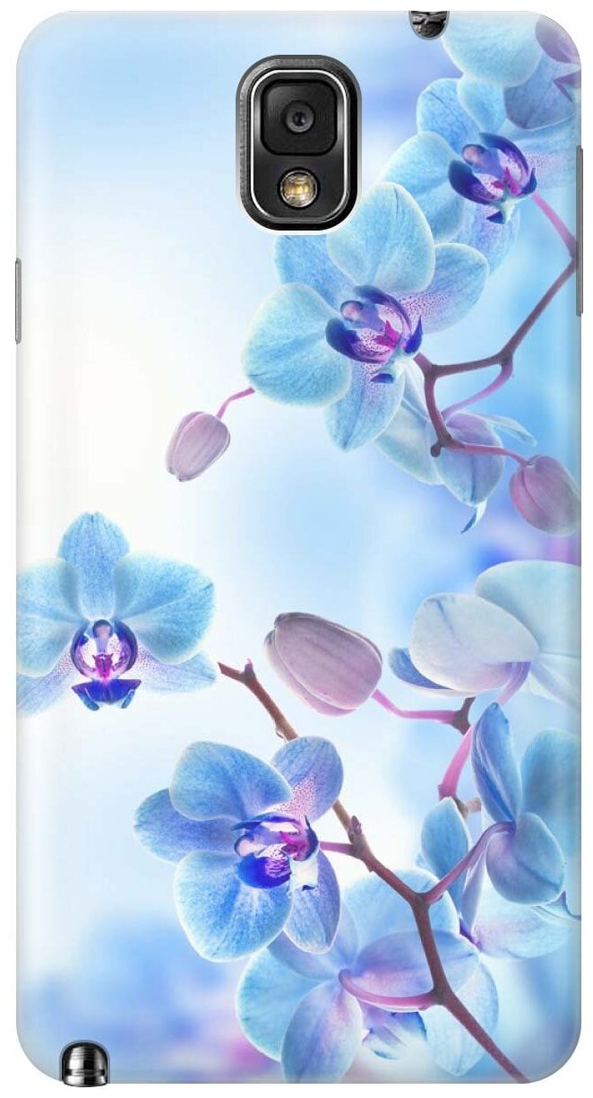 Силиконовый чехол на Samsung Galaxy Note 3 / Самсунг Ноут 3 с принтом "Голубые орхидеи"