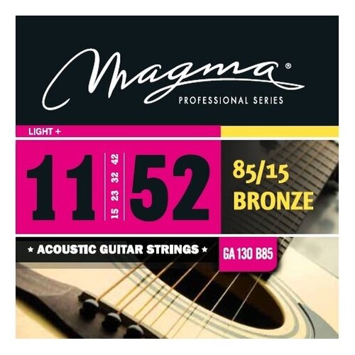 Комплект струн .011-.052 с бронзовой навивкой Magma GA130B85 для акустической гитары комплект струн 011 052 с бронзовой навивкой magma ga130g для акустической гитары