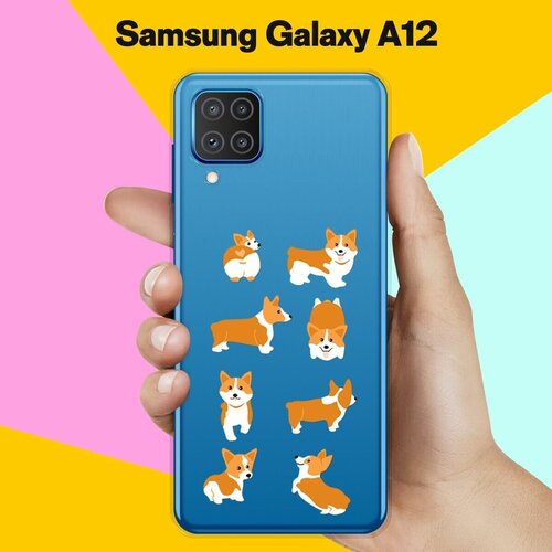 Силиконовый чехол 8 Корги на Samsung Galaxy A12 силиконовый чехол корги лежит на samsung galaxy a12