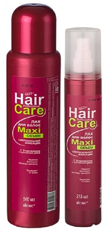 Профлиния HAIR care ЛАК для волос МАXIобъём сверхсильной фиксации с D-пантенолом и протеинами риса 215мл