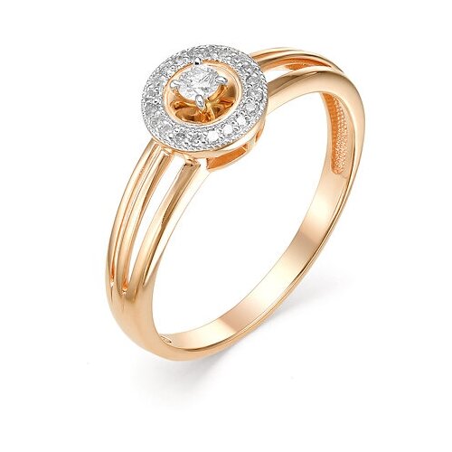 Кольцо АЙМИЛА, красное золото, 585 проба, бриллиант, размер 16.5 классическое золотое кольцо с натуральным желтым янтарем