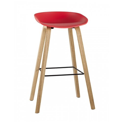 фото Барный стул stool group libra красный, пластиковое сиденье, ножки под дерево