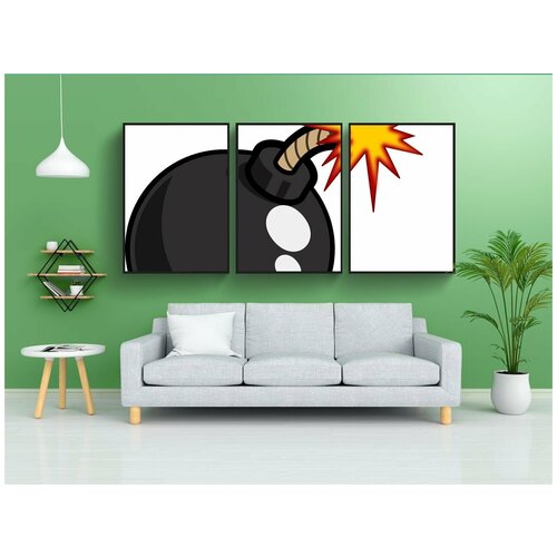 фото Набор модулных постеров для интерьера "бомбить, мультфильм, культовый" 60x90 см. в тубусе, без рамки lotsprints