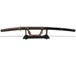 Японский сувенирный меч Тачи на подставке, ножны черные - изображение