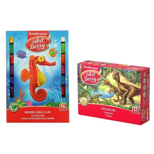 фото Набор гуашь 12цв, пластилин 16цв №1 artberry mikimarket