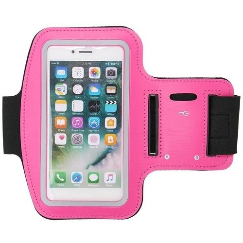 Спортивный универсальный чехол (держатель) для телефона на руку, сумка-чехол смартфона для бега тренировок на липучках со светоотражателем, розовый