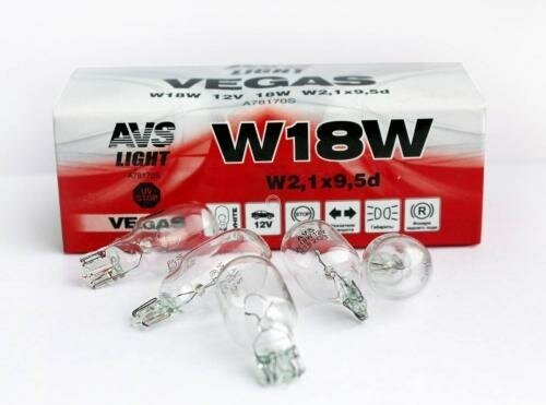 Лампа подсветки w16w 12v 18w avs vegas (10 шт.) Avs A78170S