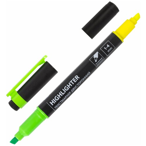 Текстовыделитель двусторонний BRAUBERG, желтый/зеленый, линия 1-4 мм, 150841 текстовыделитель двусторонний brauberg желтый зеленый линия 1 4 мм 150841