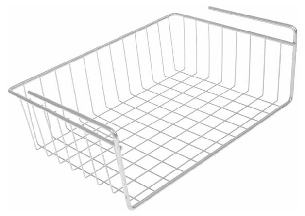 Корзина сетчатая навесная на полку, 40×26×10 см, цвет хром