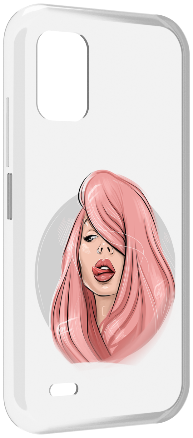 Чехол MyPads лицо-девушки-с-розовыми-волосами женский для UMIDIGI Bison GT2 / GT2 Pro задняя-панель-накладка-бампер