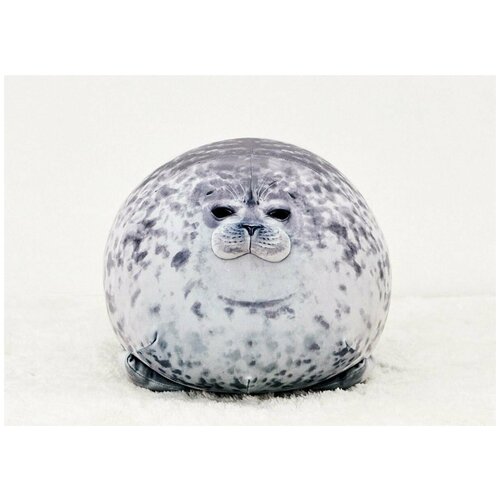 Мягкая 3D игрушка Нерпа/Морской кот/Тюлень 45 см огромная темная