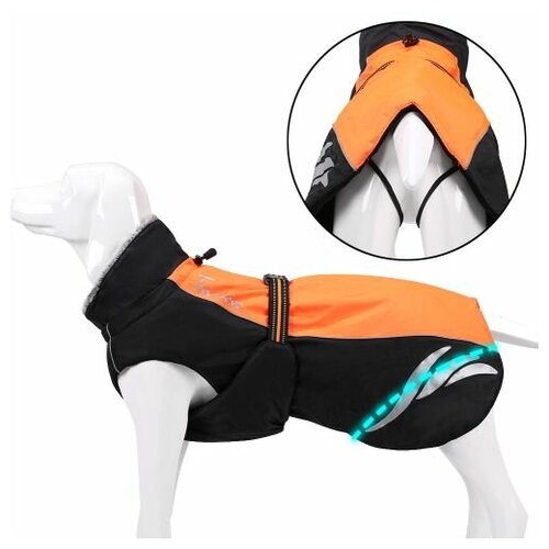 Теплый жилет для собак Truelove светоотражающий, без рукавов Цвет Оранжевый, размер 36см (длина спины)