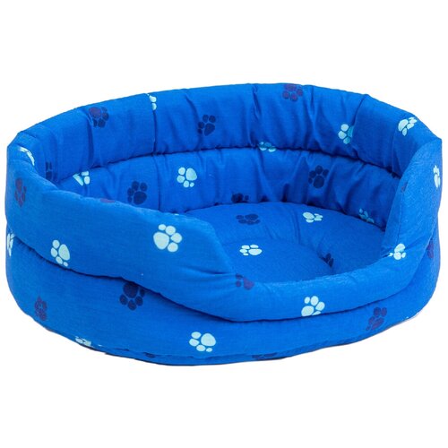 Лежак для собак и кошек Дарэленд овальный стеганый синий хлопок 42 х 33 х 15 см (1 шт)