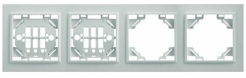Горизонтальная четырехместная рамка STEKKER серия Эрна, белая 39057
