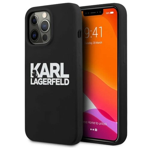 Karl Lagerfed Чехол Karl Lagerfeld Liquid silicone Stack logo Hard для iPhone 13 Pro Max, черный