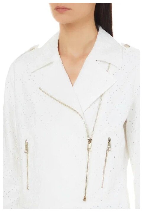 куртка LIU JO, демисезон/лето, укороченная, карманы, без капюшона, размер M, белый - фотография № 3