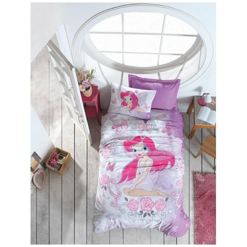 фото Постельное белье детское cotton box junior fairy хлопковый ранфорс лиловый 1,5 спальный cotton box (турция)