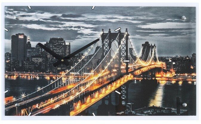 Сюжет Часы-картина настенные, серия: Город, "Манхэттенский мост", 35х60 см