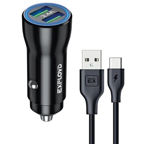 Зарядное устройство Exployd Easy 2хUSB - Type-C 2.4A Black EX-Z-1447